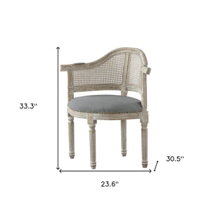 Homeroots 24" Gray And Beige Linen Arm Chair Grey  533999