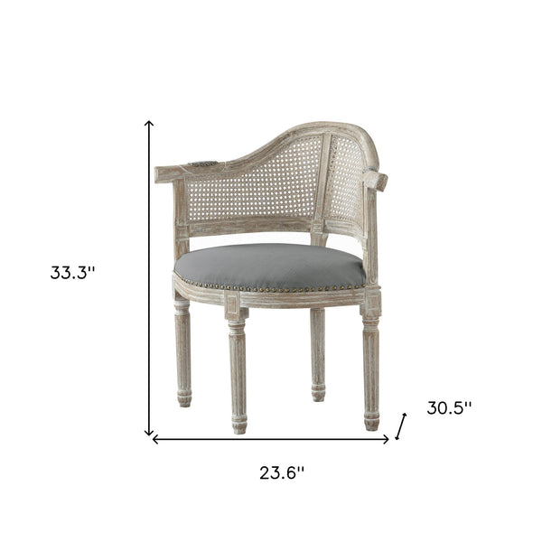 Homeroots 24" Gray And Beige Linen Arm Chair Grey  533999