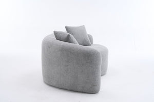 English Elm LY-042 Zen-Inspired S-Curved Dual-Depth Loveseat with Chenille Upholstery, Ready-to-Use Comfort Light Gray W2231P329726