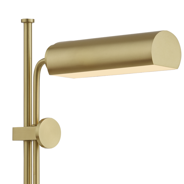 Satire Brass Table Lamp - Adjustable Mid-Century Modern Lighting with Dimmable LED, Gold Finish