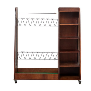 English Elm Golf Bag Storage Rack Wooden 2 Bag Organizer with Shoe Shelf for Garage Basement Brown W1422P296352