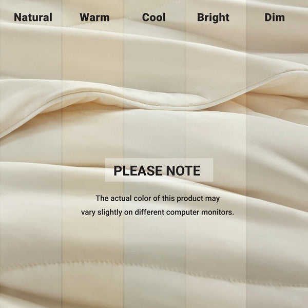 English Elm 1-piece Reversible Tencel Fill Comforter with Sculptural Weave for Full Queen Beds Ivory B035P408275