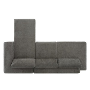 English Elm L-shaped Chenille Sectional Sofa with Deep Modular Seating and Layered Cushion Comfort Dark Grey N763S000090R