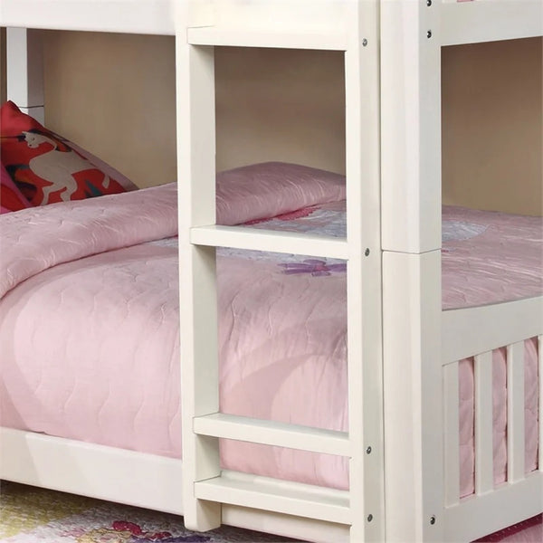 English Elm White Finish Full Over Full Bunk Bed - Classic Transitional Design With Built-In Ladder & Safety Rails B2741S00354-GIGA