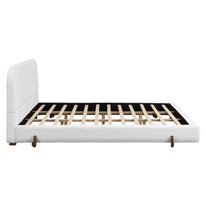English Elm Unique White Upholstered King Bed Rubberwood Legs Sculpted Panels Modern Bedroom N769K460510W