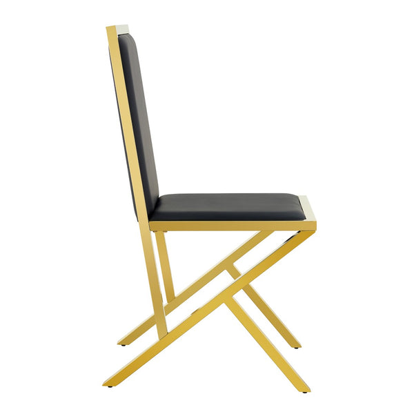 English Elm Table and Chair Set 12 Piece Tempered Glass Dining with Gold Metal Legs Modern Black+Gold,Transparent W1151S04772