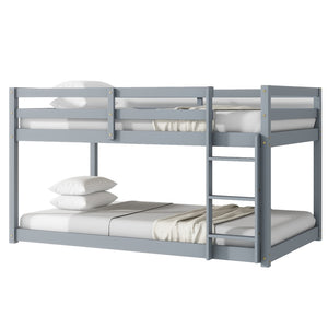 English Elm Solid Rubberwood Twin-Over-Twin Bunk Bed With Ladder – Sturdy, Space-Saving Design In Grey Finish W504P191644-GIGA