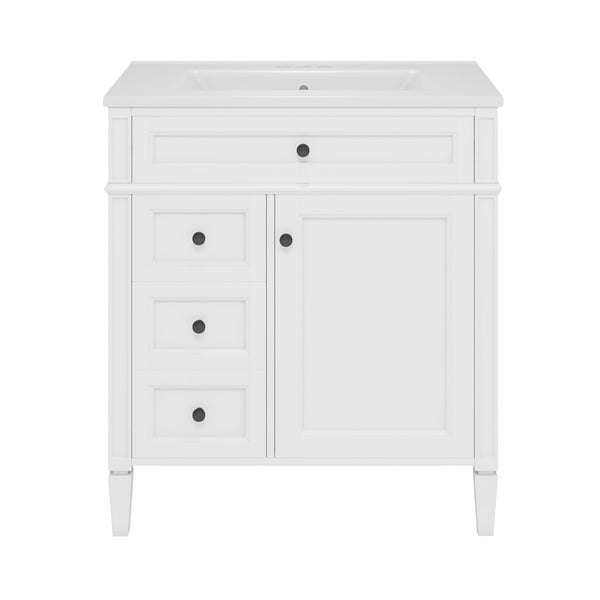 English Elm 30'' Modern Bathroom Vanity With Ceramic Sink, Soft-Close Drawers & Stylish Storage Cabinet Solutions N710P206904Z