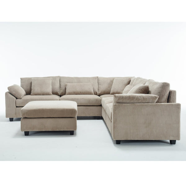 English Elm {New Arrival} Oversized Modular Sectional Sofa - Cozy Corduroy 6-Seater For Ultimate Comfort & Style! W2325S00019-GIGA