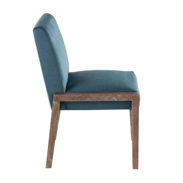 English Elm Carmen Contemporary Dining Chairs Set Of 2 - White Washed Wood & Luxe Crushed Teal Velvet Comfort B202S01321