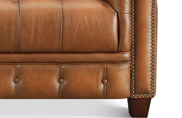 English Elm York Leather Loveseat Caramel - Top-Grain Leather, Pocketed Coil & Memory Foam Comfort, Durable Frame B2705P297773