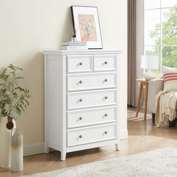 English Elm Modern 6-Drawer Dresser - Stylish Farmhouse Storage Solution With Vintage Hardware For Any Room W2275P149796