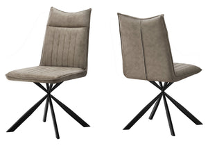 English Elm Dining Chair Set Of 2 - Modern Upholstered Armless Side Chairs In Taupe With Black Metal Legs B2710P218848