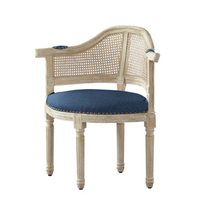 Homeroots 24" Navy Blue And Beige Linen Arm Chair Navy  534000