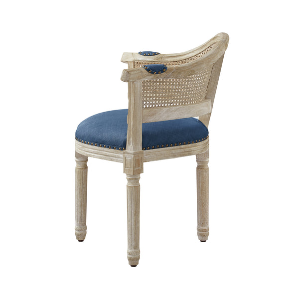 Homeroots 24" Navy Blue And Beige Linen Arm Chair Navy  534000