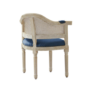 Homeroots 24" Navy Blue And Beige Linen Arm Chair Navy  534000