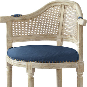 Homeroots 24" Navy Blue And Beige Linen Arm Chair Navy  534000