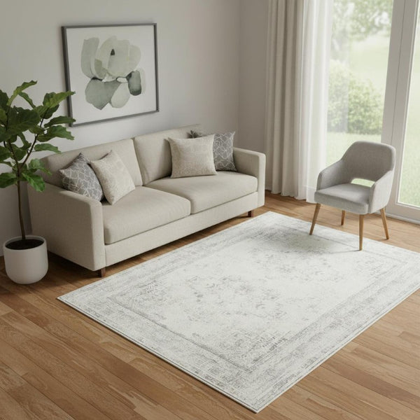 I Need to Create a Common Title That Avoids Mentioning Specific Sizes (5x7, 8x10) but Captures the Key Features: Gray Medallion, Washable, Non-slip, Indoor Area Rug.