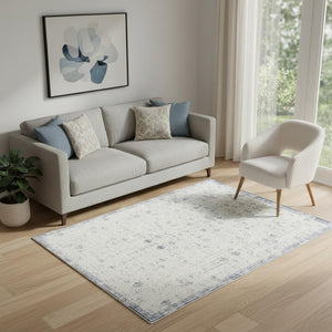 HomeRoots 5' X 7' Gray Abstract Washable Non-Skid Area Rug - Stylish, Durable, and Perfect for High-Traffic Homes 534029
