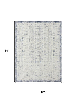 HomeRoots 5' X 7' Gray Abstract Washable Non-Skid Area Rug - Stylish, Durable, and Perfect for High-Traffic Homes 534029