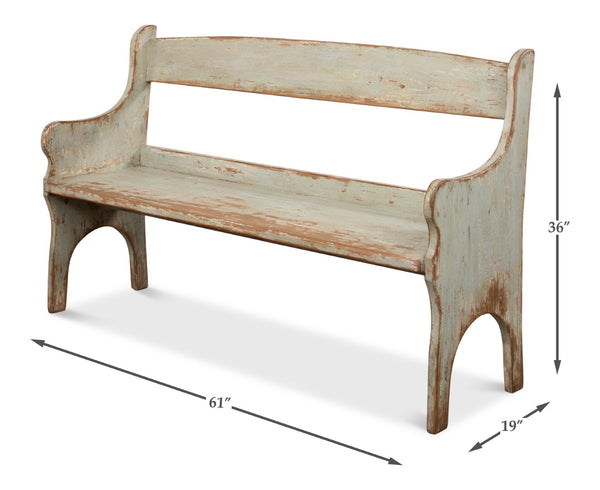 Sarreid Arlo Bench Sage - Stylish Reclaimed Pine Seating With Elegant Sage Finish For Any Home Decor Green  53403-4