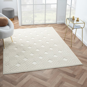 Homeroots 5' X 7' Ivory Geometric Area Rug Ivory Polypropylene 534031