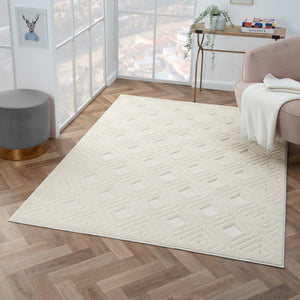 Homeroots 5' X 7' Ivory Geometric Area Rug Ivory Polypropylene 534031