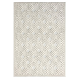Homeroots 8' X 10' Ivory Geometric Area Rug Ivory Polypropylene 534032