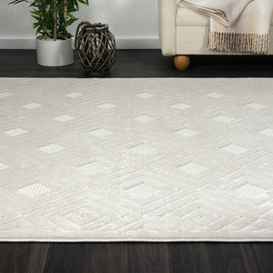 Homeroots 8' X 10' Ivory Geometric Area Rug Ivory Polypropylene 534032