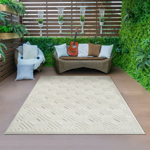 Homeroots 8' X 10' Ivory Geometric Area Rug Ivory Polypropylene 534032