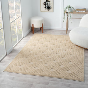Homeroots 5' X 7' Beige Geometric Area Rug Beige Polypropylene 534033