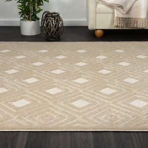 Homeroots 5' X 7' Beige Geometric Area Rug Beige Polypropylene 534033