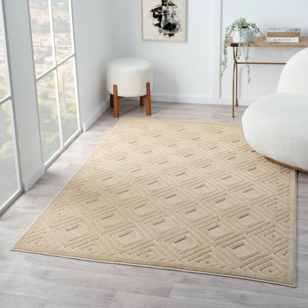 Homeroots 8' X 10' Beige Geometric Area Rug Beige Polypropylene 534034
