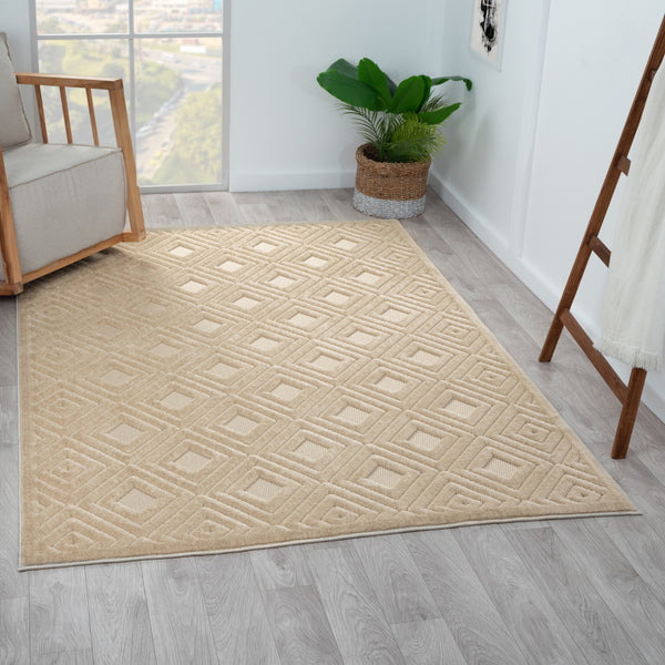 Homeroots 8' X 10' Beige Geometric Area Rug Beige Polypropylene 534034
