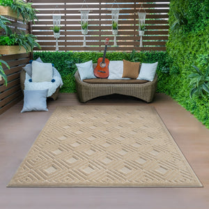 Homeroots 8' X 10' Beige Geometric Area Rug Beige Polypropylene 534034