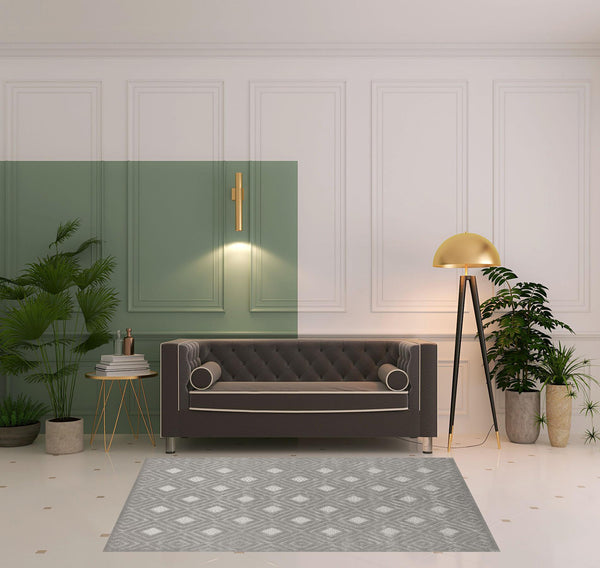 Homeroots 5' X 7' Gray Geometric Area Rug Gray Polypropylene 534035