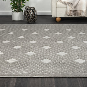 Homeroots 5' X 7' Gray Geometric Area Rug Gray Polypropylene 534035