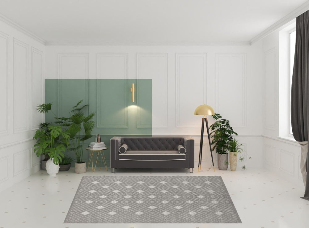 HomeRoots 8' Elegant Ivory Geometric Area Rug – Modern Design, Stain-Resistant, Durable & Easy-Care Essentials 8' X 10' 534036