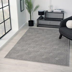 Homeroots 8' X 10' Gray Geometric Area Rug Gray Polypropylene 534036