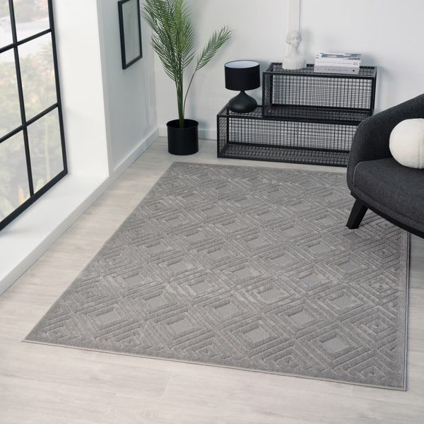 Homeroots 8' X 10' Gray Geometric Area Rug Gray Polypropylene 534036