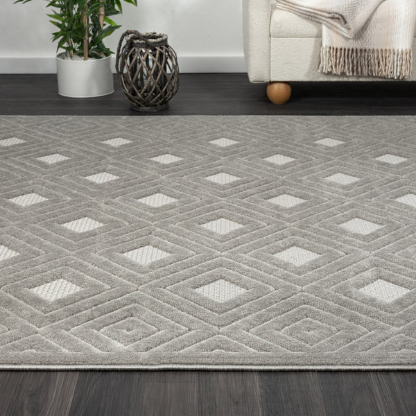 Homeroots 8' X 10' Gray Geometric Area Rug Gray Polypropylene 534036