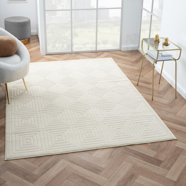 HomeRoots 8' Modern Ivory Geometric Area Rug - Durable, Stain-Resistant Design for Stylish Living Spaces 8' X 10' 534038