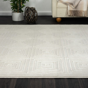 HomeRoots 8' Modern Ivory Geometric Area Rug - Durable, Stain-Resistant Design for Stylish Living Spaces 8' X 10' 534038