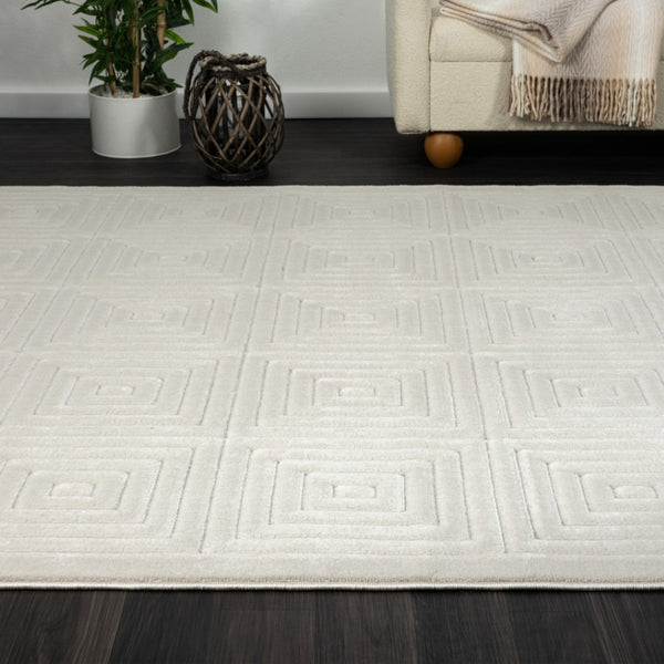 HomeRoots 8' Modern Ivory Geometric Area Rug - Durable, Stain-Resistant Design for Stylish Living Spaces 8' X 10' 534038