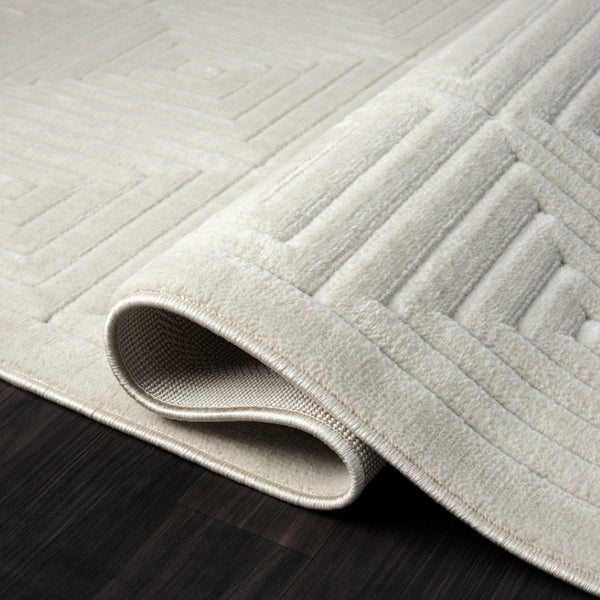 HomeRoots 8' Modern Ivory Geometric Area Rug - Durable, Stain-Resistant Design for Stylish Living Spaces 8' X 10' 534038
