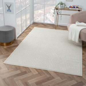 HomeRoots 8' Modern Ivory Geometric Area Rug - Durable, Stain-Resistant Design for Stylish Living Spaces 8' X 10' 534038