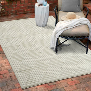 HomeRoots 8' Modern Ivory Geometric Area Rug - Durable, Stain-Resistant Design for Stylish Living Spaces 8' X 10' 534038