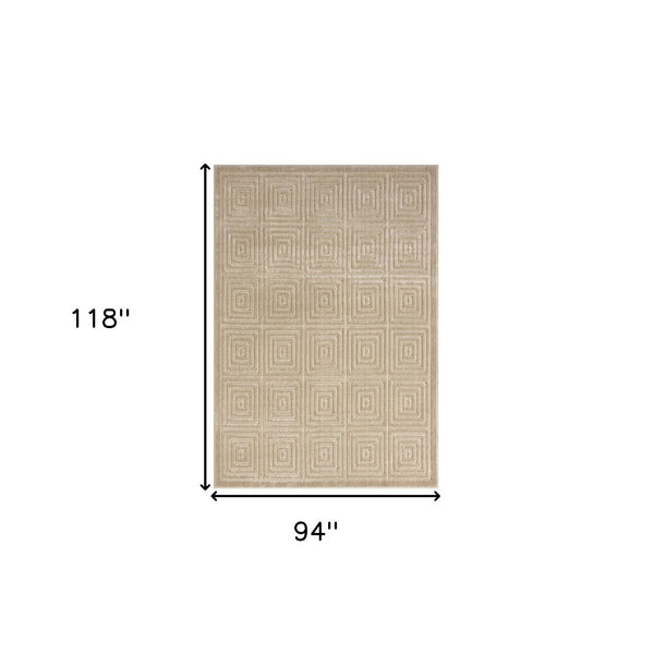 HomeRoots 8' Modern Ivory Geometric Area Rug - Durable, Stain-Resistant Design for Stylish Living Spaces 8' X 10' 534040