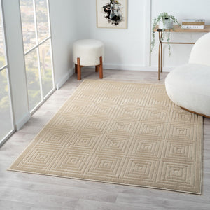 HomeRoots 8' Modern Ivory Geometric Area Rug - Durable, Stain-Resistant Design for Stylish Living Spaces 8' X 10' 534040