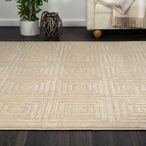 HomeRoots 8' Modern Ivory Geometric Area Rug - Durable, Stain-Resistant Design for Stylish Living Spaces 8' X 10' 534040